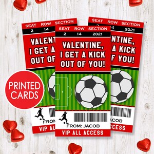 Soccer Valentines Cards PRINTED, Personalized Kids Valentine's Day Card, Soccer Ticket Sports Valentine, Classroom School Boys
