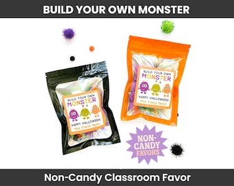Assembled Halloween Party Favors, Build Your Own Monster Kit, Personalized Classroom Student Gift Exchange, Class Non Candy Printed Treat