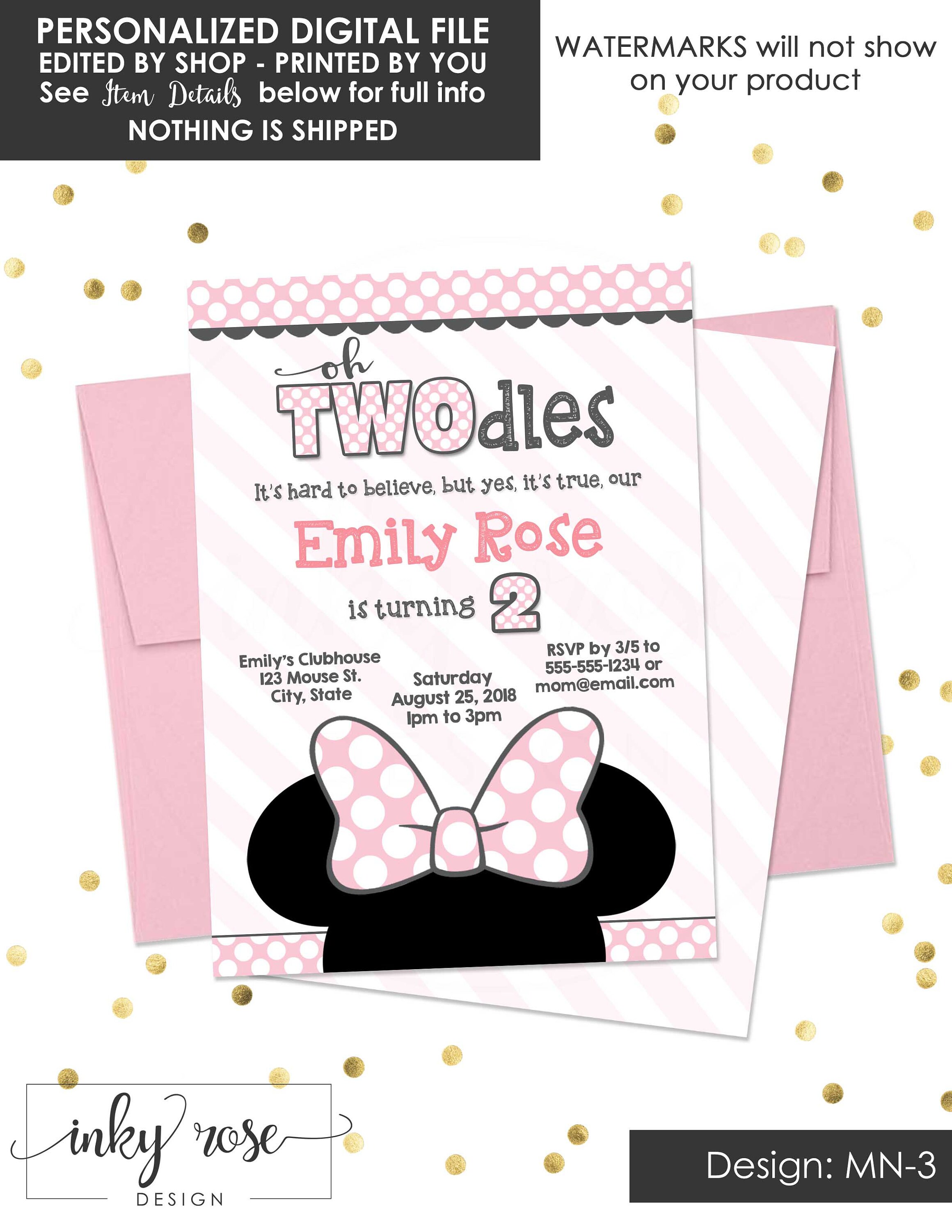 Paper & Party Supplies Invitations Party Pink Digital Invite Two 2