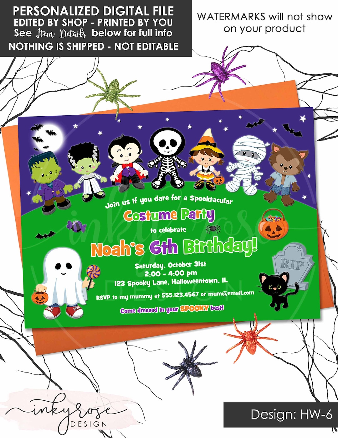 Halloween Birthday Invitation Kids Boy PRINTABLE Digital Invite ...