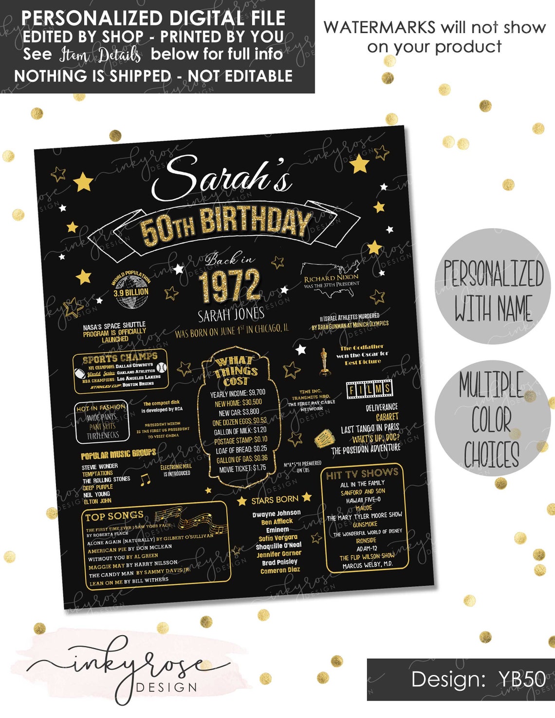 50th Birthday Party Decorations PRINTABLE Sign 50th Birthday - Etsy