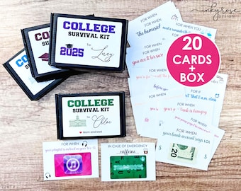 High School Graduation Gift Card Holder College Survival Box Kit College Care Package Bound Gift Must Haves Cash Money Holder Personalized