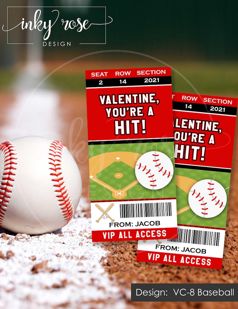 Baseball Valentine Cards Personalized Kids Valentine s Etsy