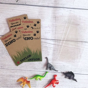 Dinosaur Valentine Cards, PRINTED Dino-mite Valentines for Boys Kids, Classroom Valentine's Day Card Toy Class School Non Candy Dinomite image 6