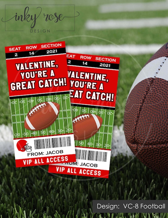 football valentine cards personalized kids valentine s etsy
