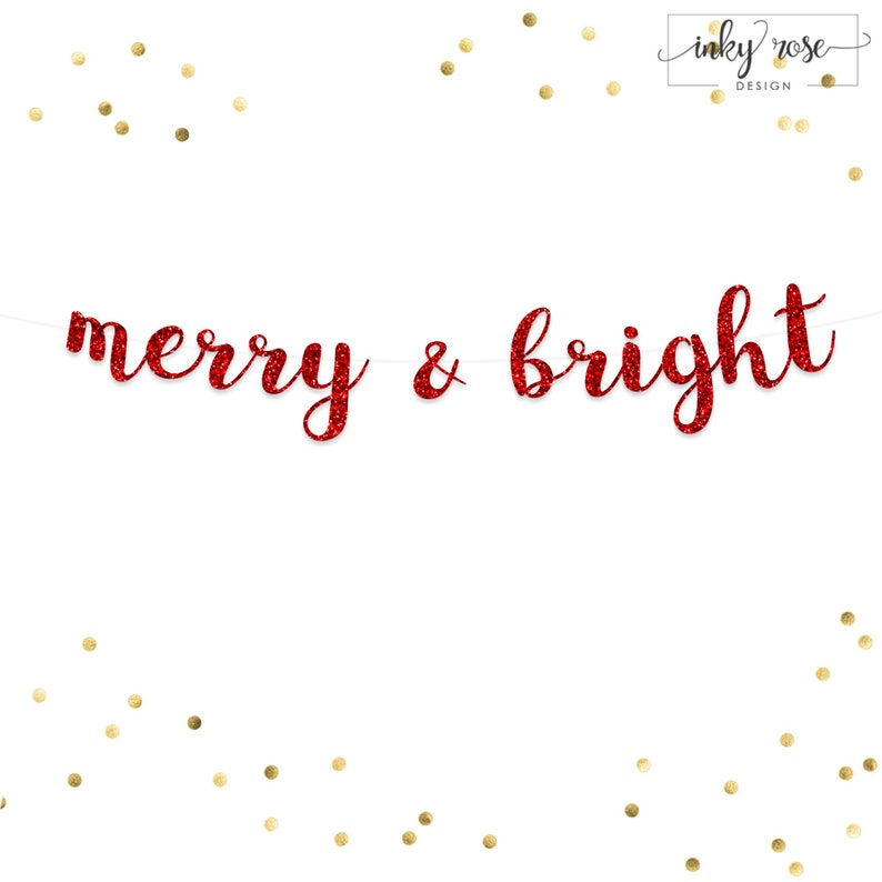 Merry &amp; Bright Banner Red Merry and Bright Christmas - Etsy