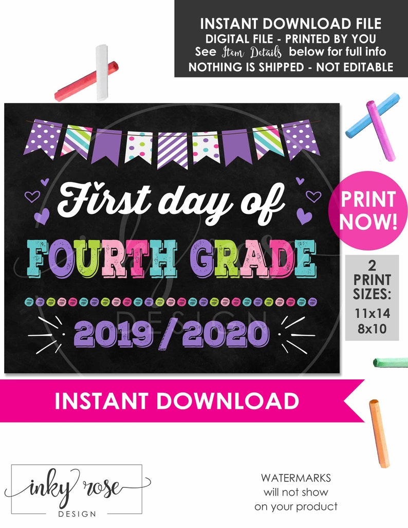 first-day-of-fourth-grade-sign-printable-instant-download-etsy