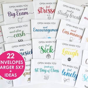 Open When Envelopes College, Set of 20 Open When Cards, Open When Letters College Gifts, Going Away to College Care Package Survival Kit Off