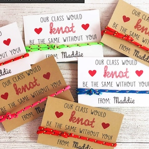 Knot Valentine Cards PRINTABLE Friendship Bracelet Valentine's Day Card for Kids Teacher Valentine Classroom School Non Candy Free for Girls