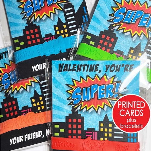 Superhero Valentine Cards PRINTED Super Hero Valentines Day - Etsy