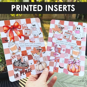 Fall Kindle Insert For Clear Case, PRINTED Cardstock Insert Designed to Fit Paperwhite, Basic, Scribe, Oasis, Autumn Halloween Themed Cover