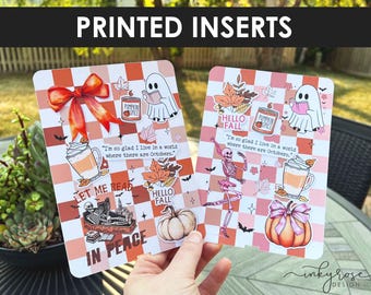Fall Kindle Insert For Clear Case, PRINTED Cardstock Insert Designed to Fit Paperwhite, Basic, Scribe, Oasis, Autumn Halloween Themed Cover