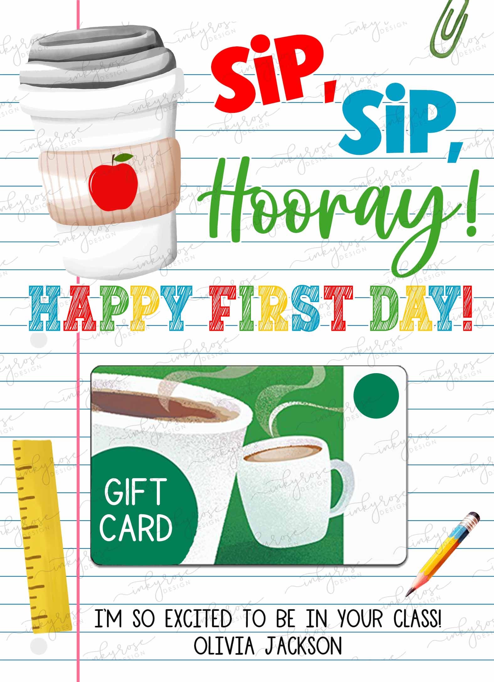 First Day of School Gift Card Holder PRINTABLE, Editable Back to School ...