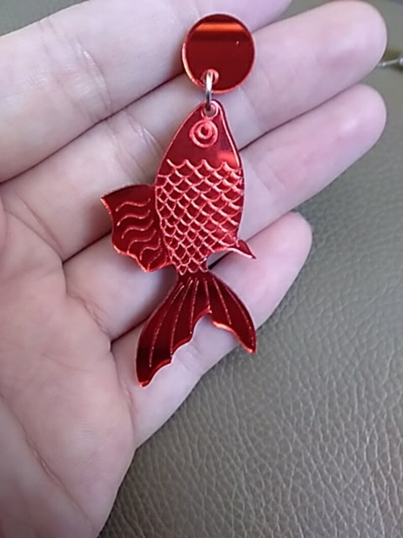 Acrylic Fish Earrings Laser Cut Jewelry Statement Earrings Etsy