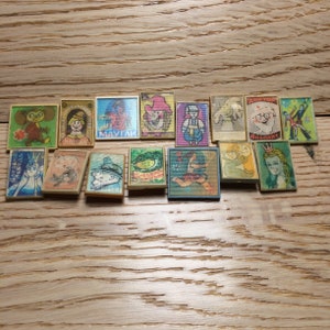 Cartoon characters in TV, Children&#39;s badges, Set of 15, Animal, Cheburashka, Crocodile Gena, Vintage collectible badge, Made in USSR, 1970s