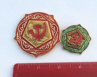 URSS, Unión Soviética, Conjunto de 2, Insignias antiguas, Gorbachov, Perestroika en la URSS, década de 1980