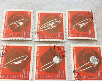 post stamps, Space, Set of 6, USSR 1963