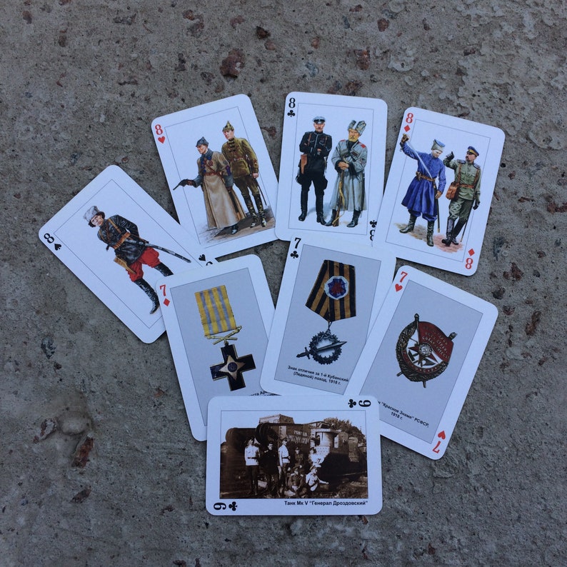 a full deck of 36 cards first world war Ukraine cards vintage playing cards civil war a rare deck