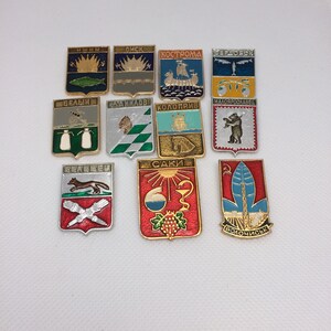Vintage badges, set of 11, large cities USSR, 1980s