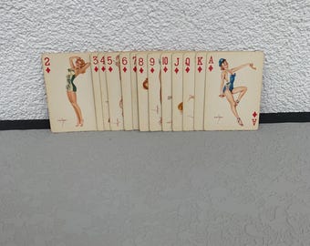 Baraja de pin-up VARGAS, juego de 13, juego de barajas de diamantes, Alberto Vargas, Baraja de chica Vargas de los años 50