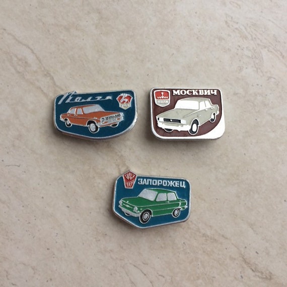 collectible badges ussr pin set of 6 ussr badges cars of the 1960s retro cars of the USSR