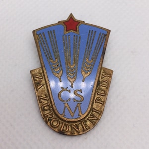 medal of labor, badge, collection medal,  czechoslovakia, wheat harvest, grain growers, 1950s