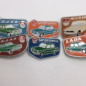 ussr pin, ussr badges, retro cars of the USSR, cars of the 1960s, collectible badges, set of 6