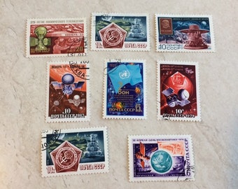 post stamps, Space, Set of 8, USSR 1980