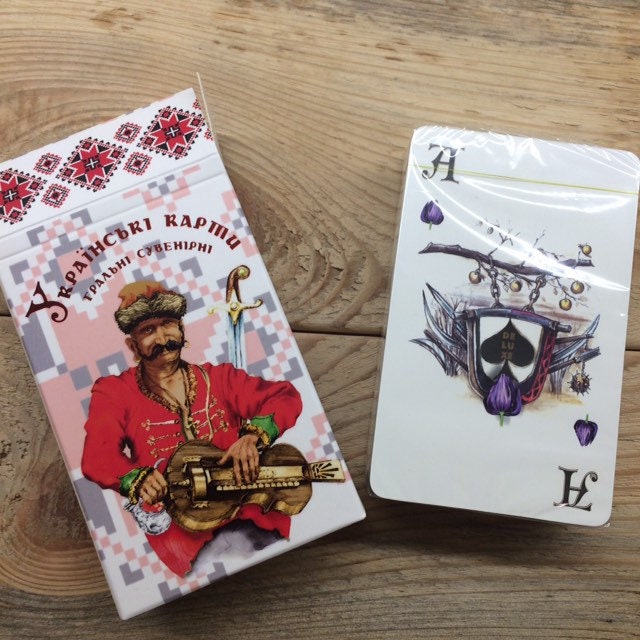 vintage playing cards, Ukrainian theme, Cossacks, Ukrainian playing cards, big size, sealed deck, deck of 54 cards, a rare deck, 2019