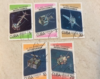 post stamps, Space, Set of 5, USSR 1980