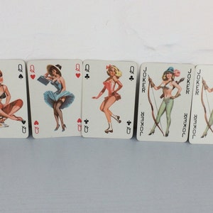 Set of 5 Cards, Pinup Playing Cards, Adult, Cover Girls, Vintage