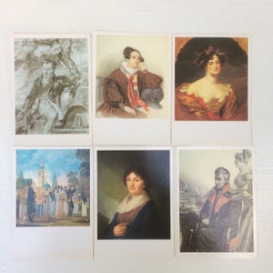 Pushkin and contemporaries, Set of 16 postcards, paintings of the Tretyakov Gallery, Moscow 1990, famous artists