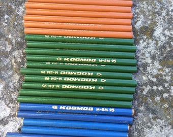 Pictorial art Vintage pencils new set of 30 pс pencils drawing graphite hardness m2m pencil COSMOS space Office supplies made in USSR 1970s