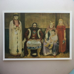 cartoline vintage, set di 7, dipinti dell'artista Andrei Ryabushkin, secolo scorso, URSS, 1986