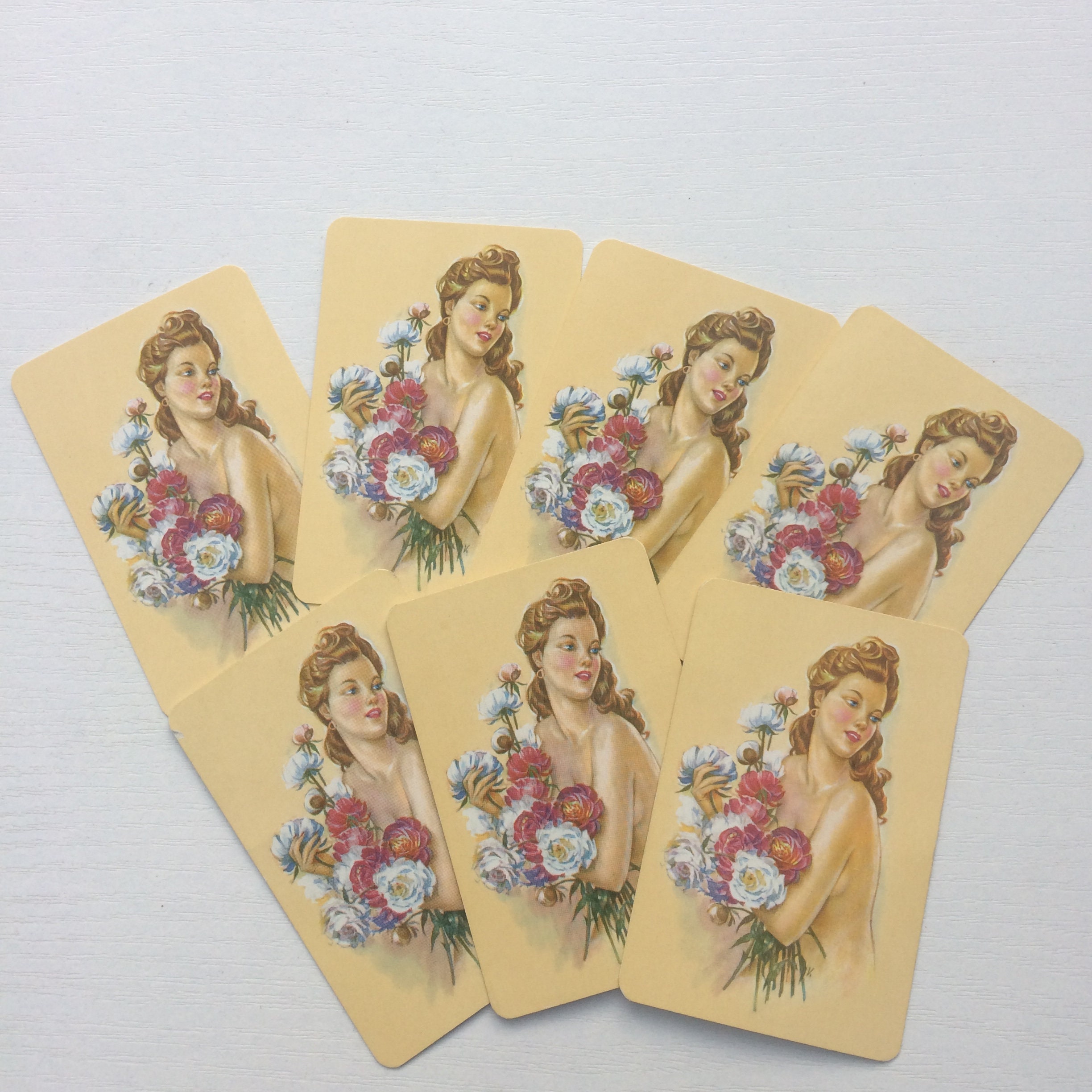 deck of 55 cards, pinup playing cards, Adult, cover girls, vintage  playing cards, Poker Deck, 1960s
