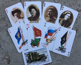 vintage playing cards, first world war, civil war, Ukraine cards, a full deck of 36 cards, a rare deck