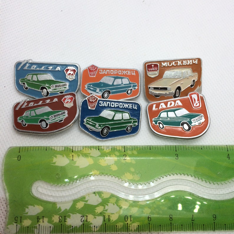 collectible badges ussr pin set of 6 ussr badges cars of the 1960s retro cars of the USSR