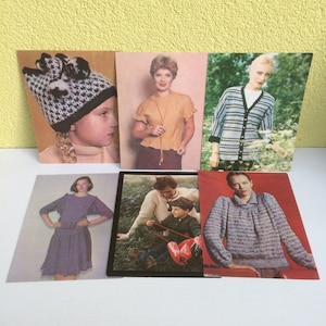 carte de mode vintage, URSS des années 1980, mode soviétique, lot de 6, mode des années 80, tricot à la main, modèles de l'URSS, enchevêtrement magique