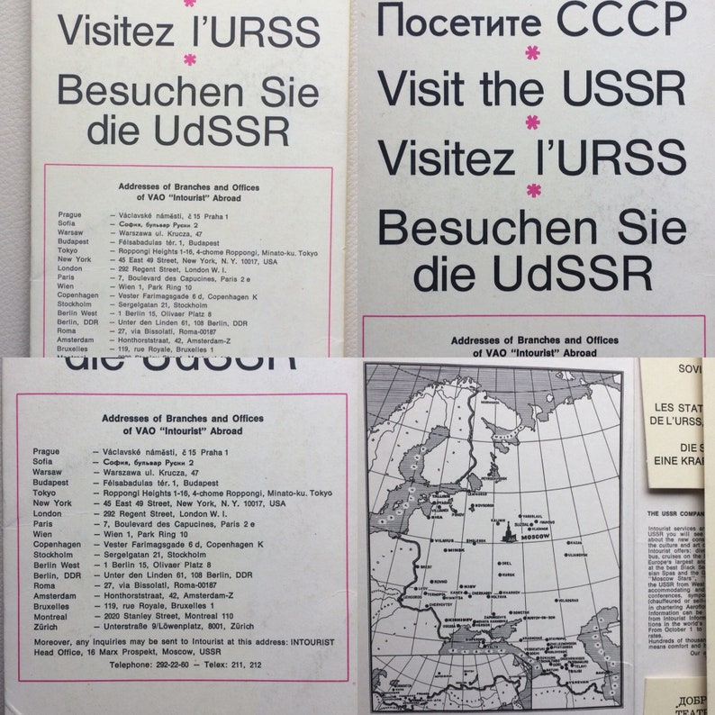 1972 set from 15 items Inturist Postcards and posters VISIT THE USSR