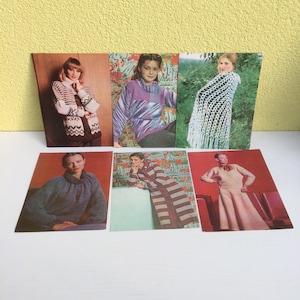 carte de mode vintage, URSS des années 1980, mode soviétique, lot de 6, mode des années 80, tricot à la main, modèles de l'URSS, enchevêtrement magique