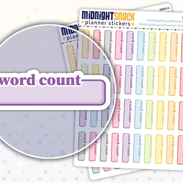 Word Count Box Planner Stickers | Writer Planner Sticker | School Stickers