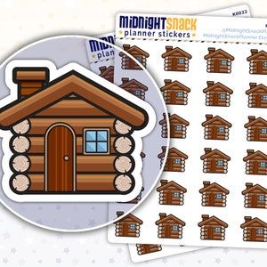 Log Cabin Icon Stickers | Cottage Country Planner Stickers | Sleep Away Camp | Camping and Outdoor Fun