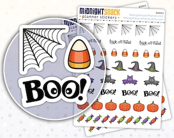 Halloween Planner Stickers | Spooky Halloween Party Icon Stickers