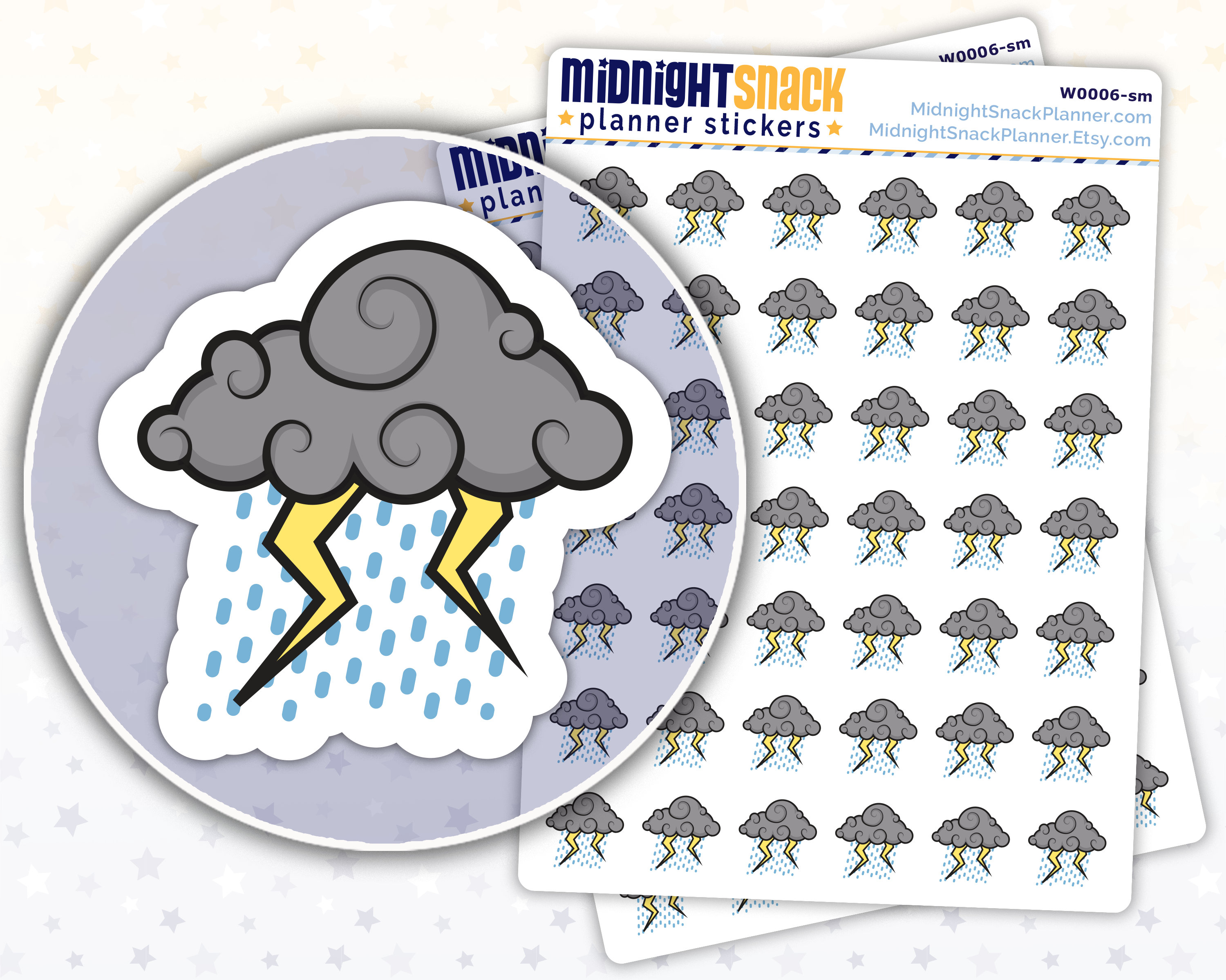 Teeny Tiny Weather Planner stickers - Thunderstorm Rain