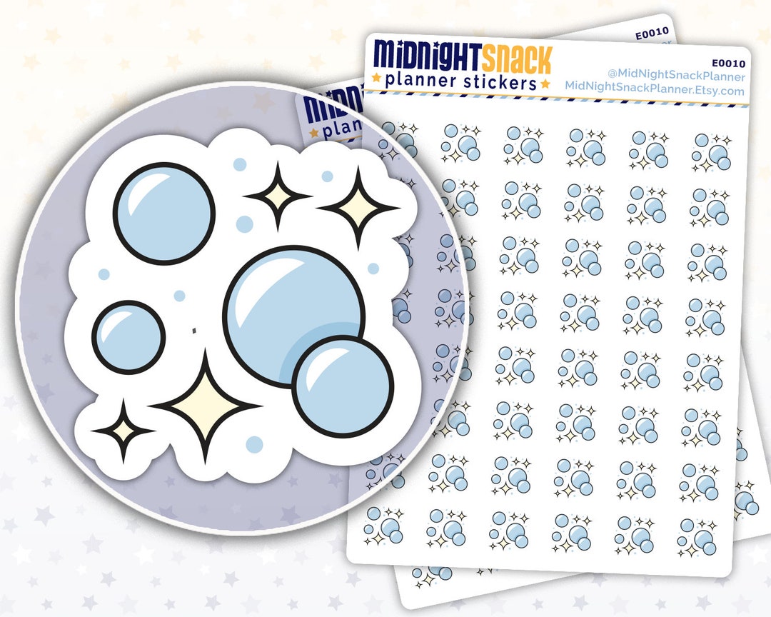 Sparkling Clean Sticker Clean and Polish Planner Stickers | Bubble and Sparkle Icon Stickers ...