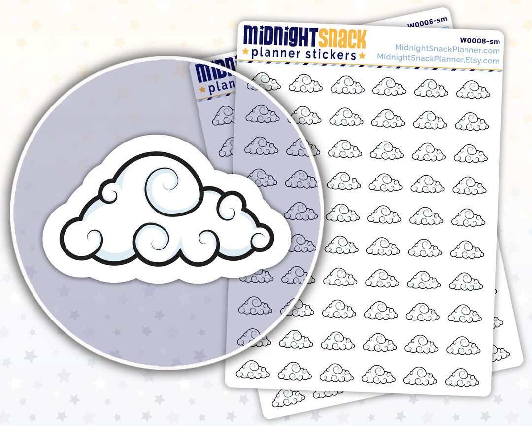 Cloud Icon Planner Stickers | Cloudy Day Journal Stickers | Weather ...