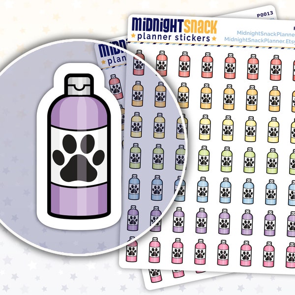 Pet Shampoo Icon Stickers | Bathe Dog Reminder Planner Stickers | Groomers Appointment Reminder | Flea and Tick Shampoo