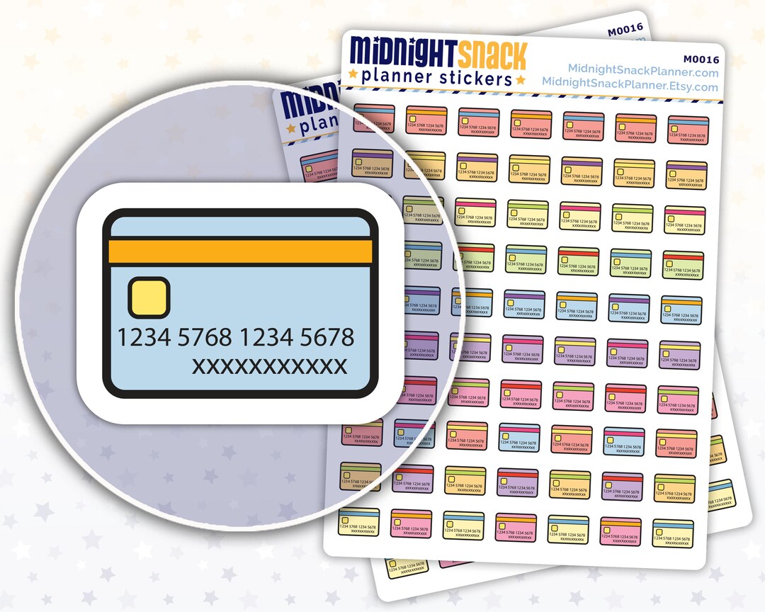 Credit Card Bill Reminder Planner Stickers | Credit Card Icon Sticker ...