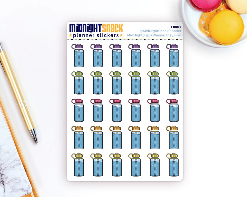 Water Bottle Planner Stickers Hydration Icon Stickers Wash Etsy