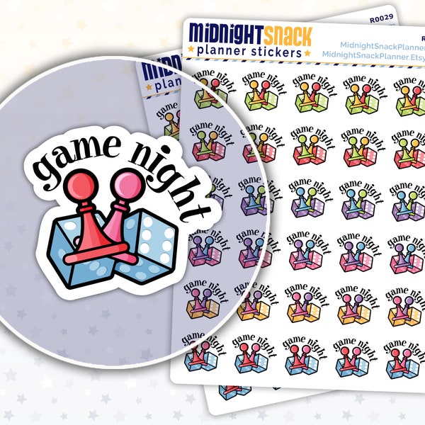 Game Night Planner Stickers | Game Piece and Dice Icon Stickers